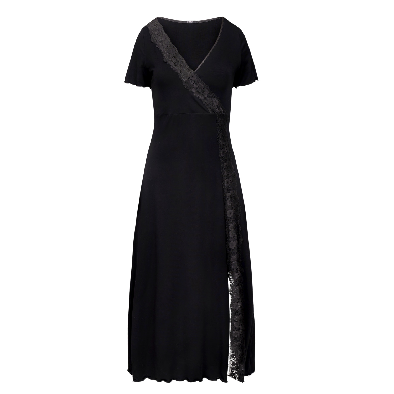 Oh!zuza Night&day Women's Black Midi Nightdress With Short Sleeves In Black