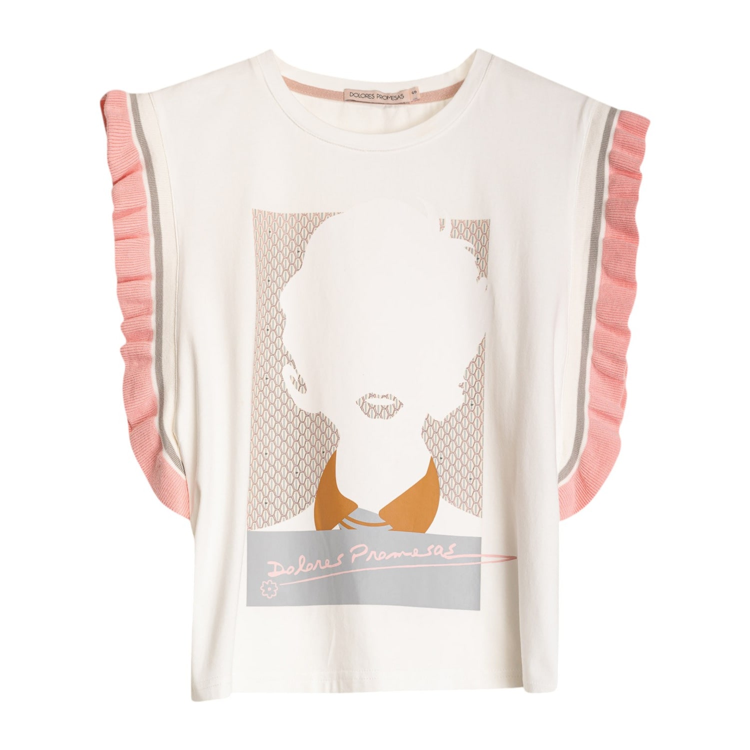 Dolores Promesas Women's White Ciel T-shirt Pink