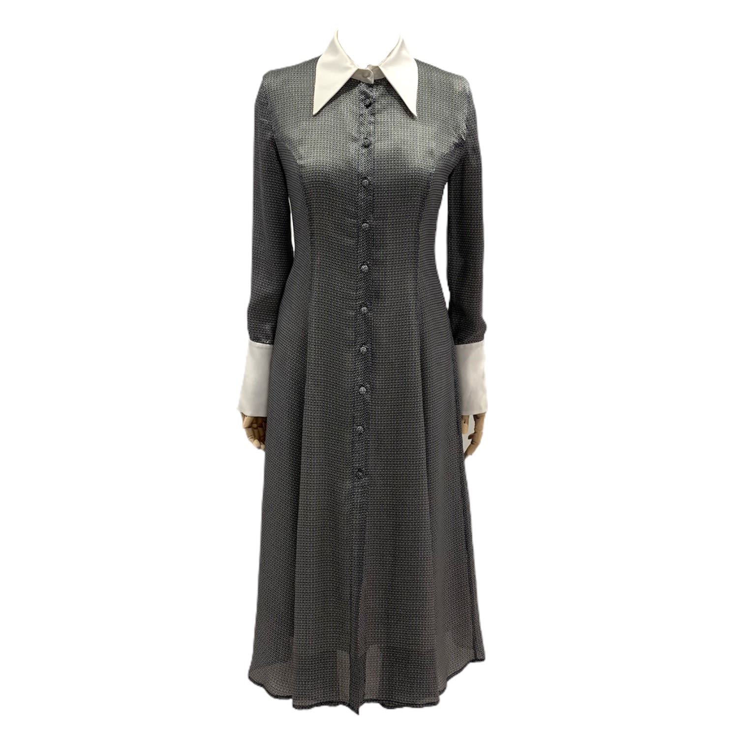 Mionè Women's Blue Silk Dress With White Collar In Blue