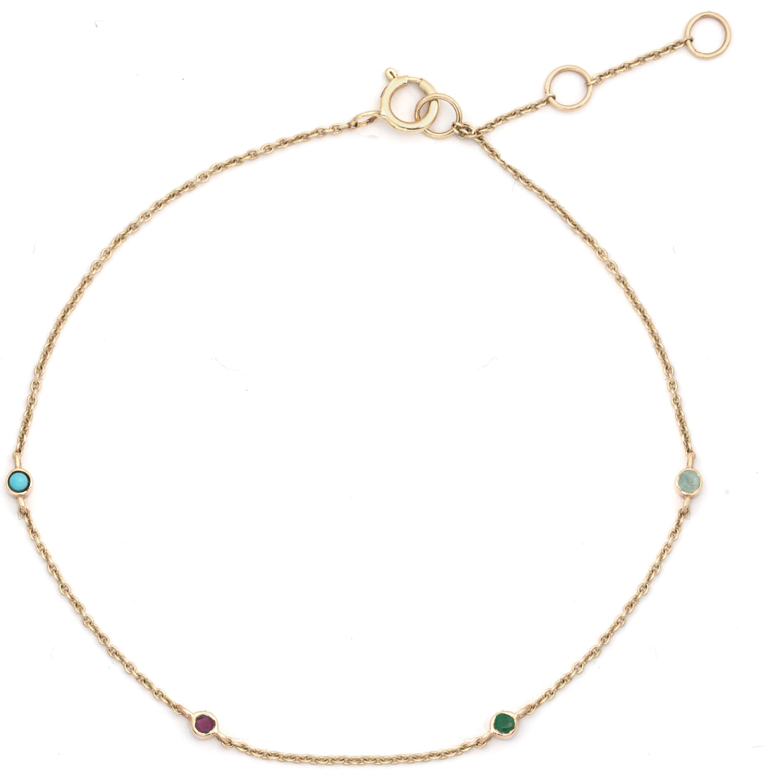 Zohreh V. Jewellery Women's Green / Pink / Purple Gemstone Station Bracelet 9k Gold