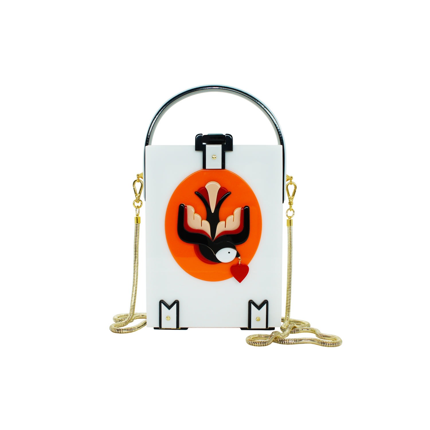 Gissa Bicalho Women's Handmade Acrylic Clutch Swallow - Yellow & Orange In Orange