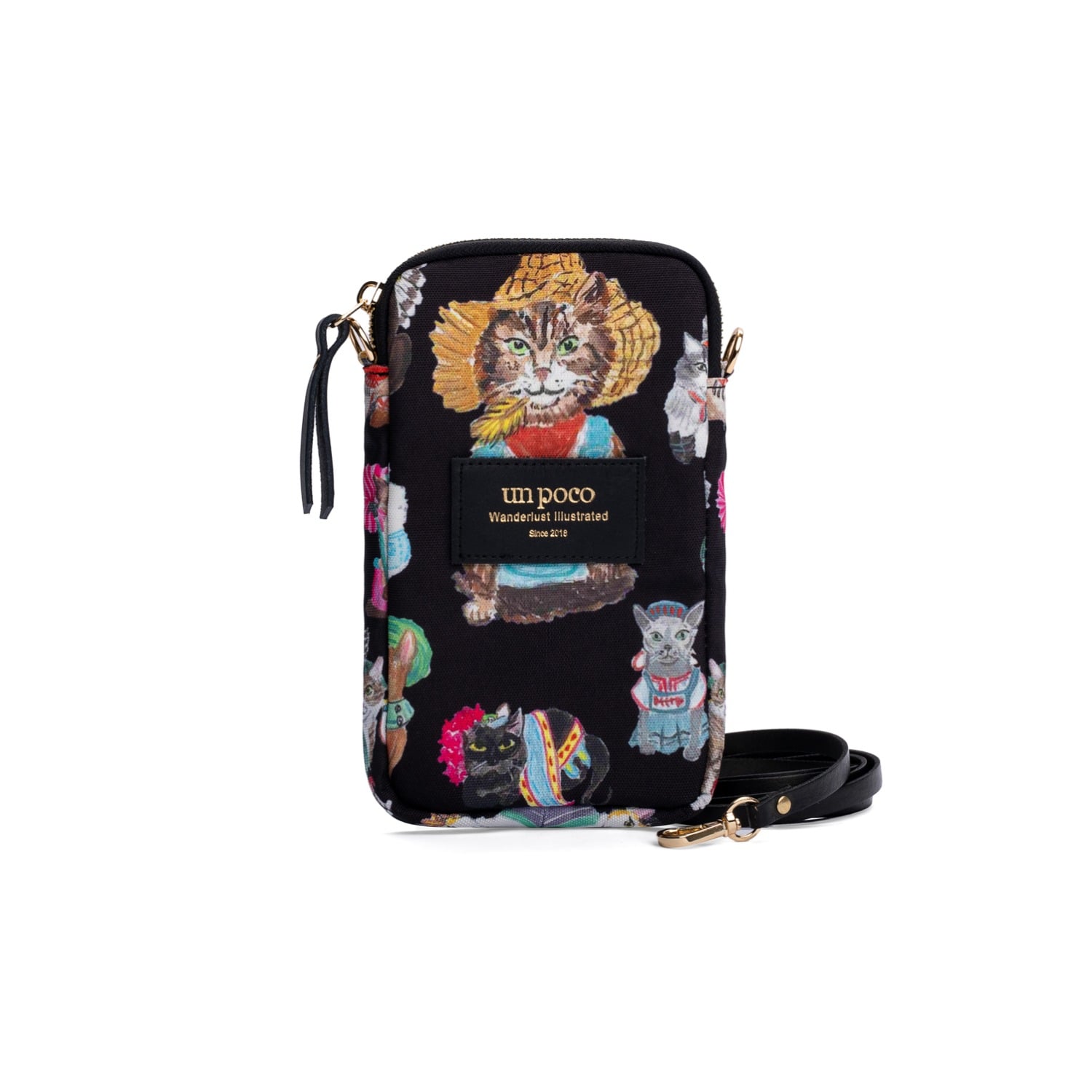 Un Poco Women's Black Cats Cats Phone Bag