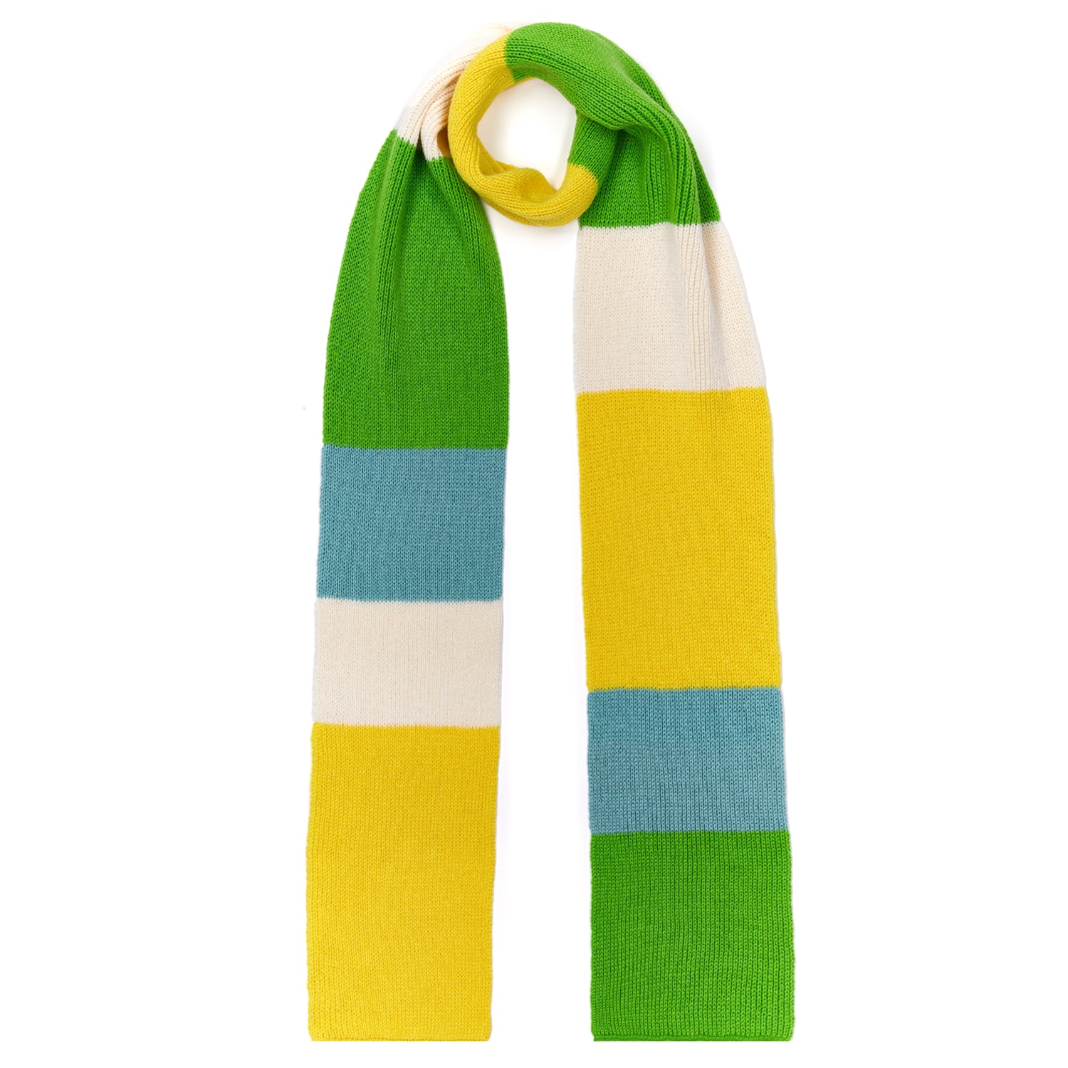 Green / Yellow / Orange Ribbed Colour Block Wool & Cashmere Scarf Green Men One Size Ingmarson