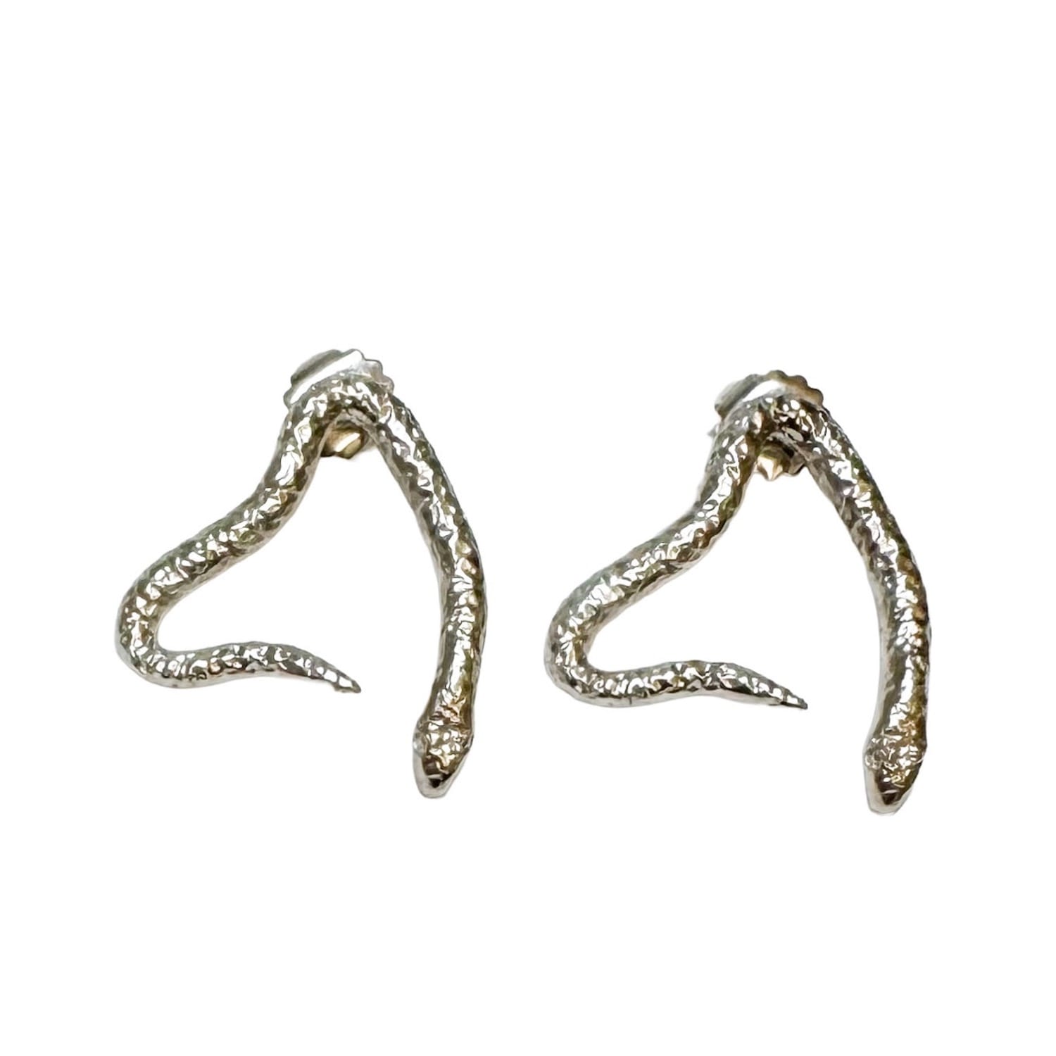 Kaho Design Women's Silver Ina Two Snake Earrings