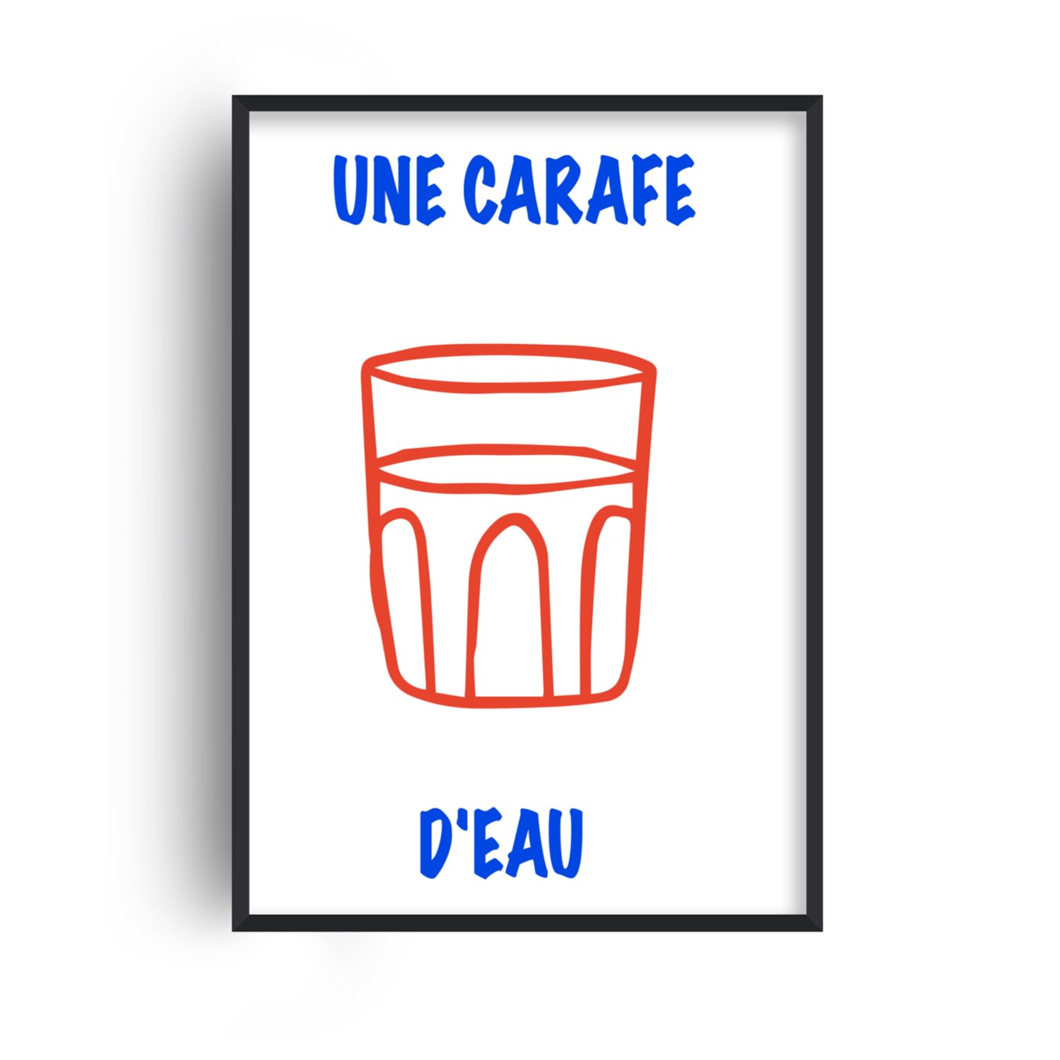FANCLUB RED / BLUE UNE CARAFE D'EAU FRENCH KITCHEN RETRO INSPIRED GICLÉE ART PRINT A3