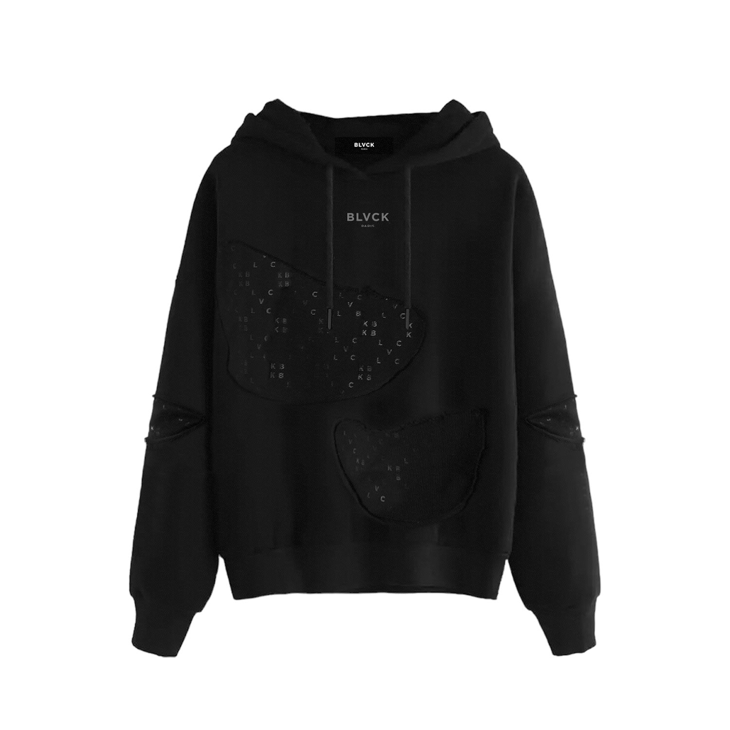 Black Blvck Monogram Torn Hoodie XXL Blvck Paris