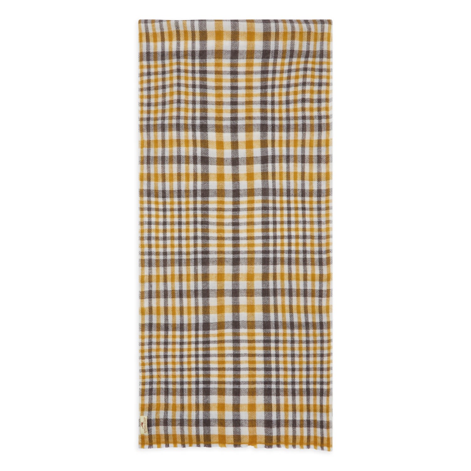 Men’s Neutrals Cashmere & Merino Wool Scarf - Tartan Mustard & Brown Burrows & Hare