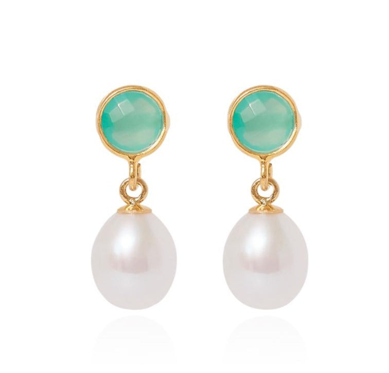 Women’s White / Blue Clara Cerulean & Cultured Freshwater Pearl Drop Earrings Pearls of the Orient Online