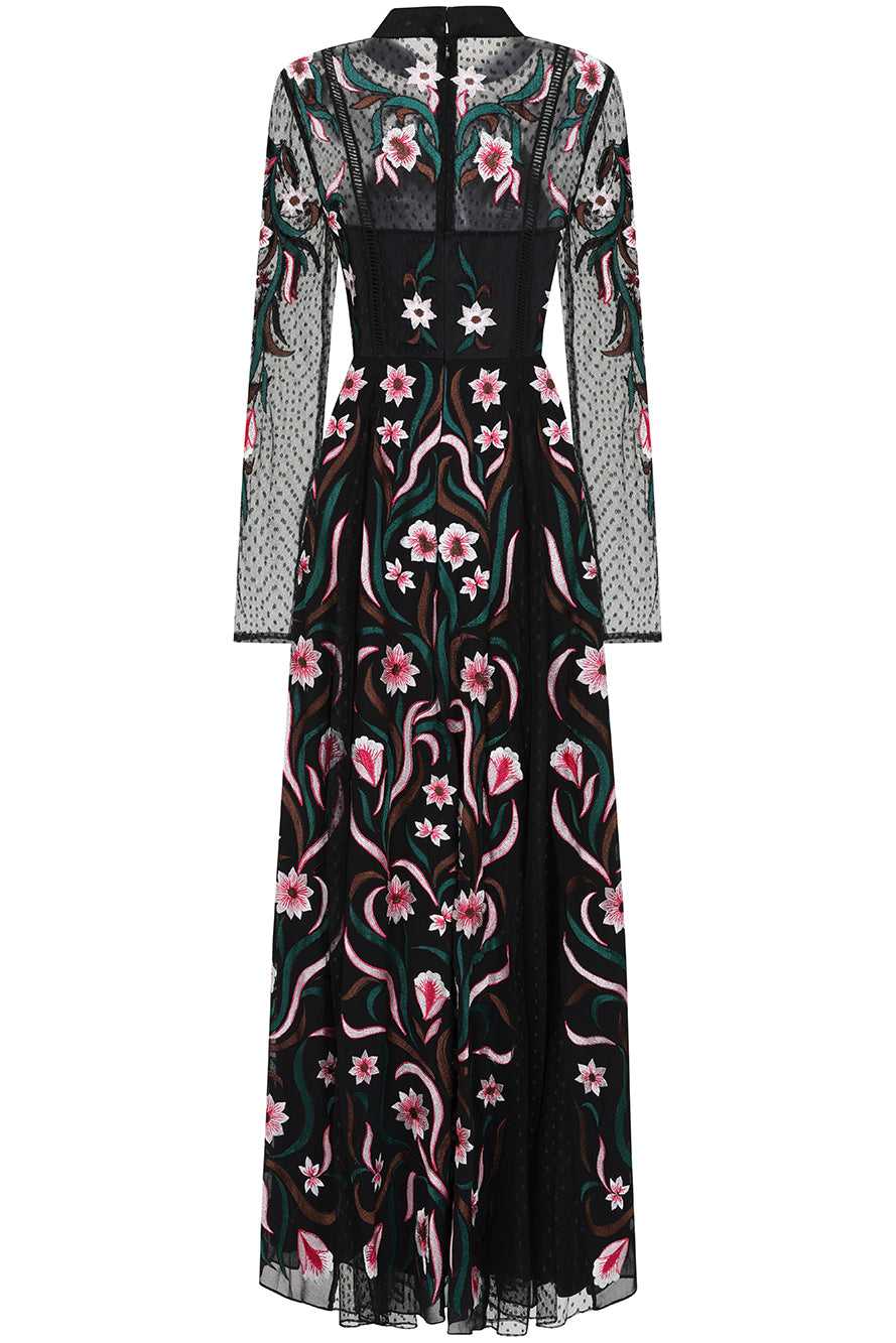 chinese dress ladies Mac Duggal Women's Long Sleeve Floral Embellished Gown main image 0