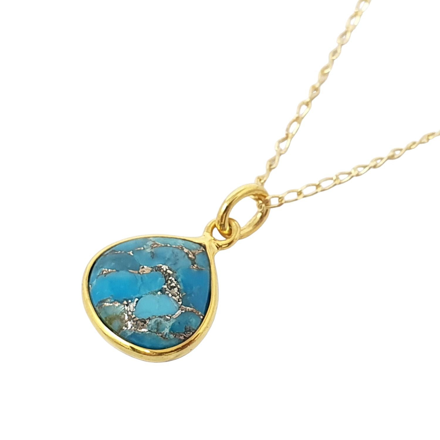 Harfi Women's Gold / Blue Blue Turquoise December Birthstone Gold Plated Necklace In Multi
