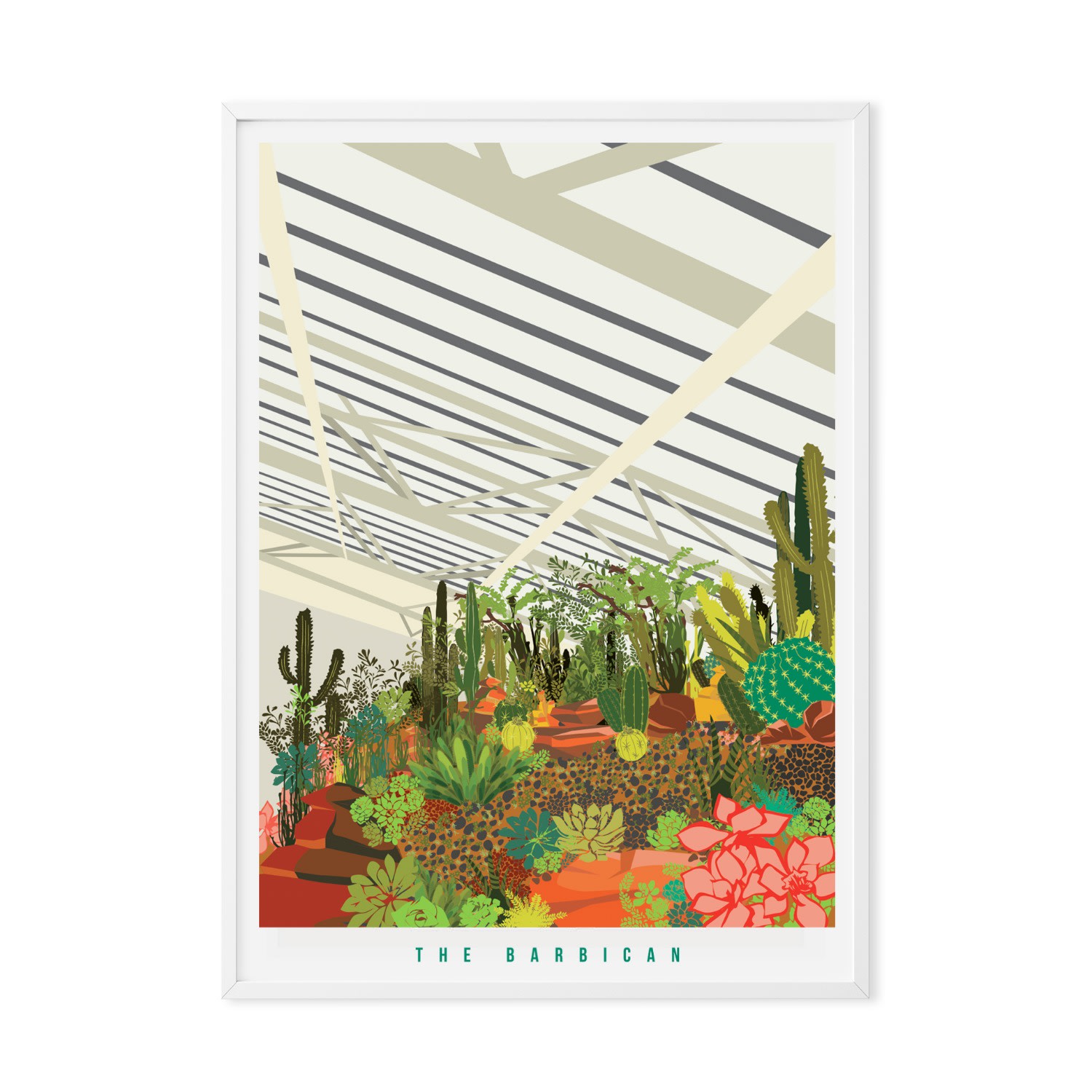 Eye For London Prints The Barbican Conservatory Illustrated Art Print Of London In Brown