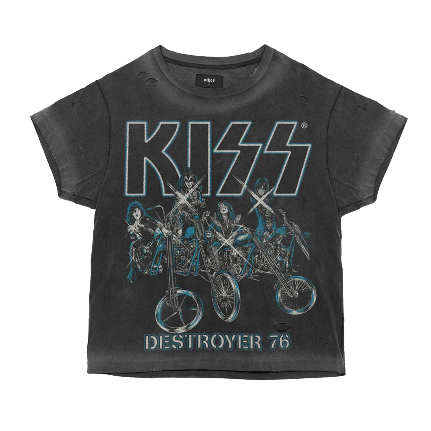 Women’s Black / Grey Kiss - Seventy Six Bikers - Vintage Band T-Shirt - Heavy Relic Black Extra Small OTHER UK