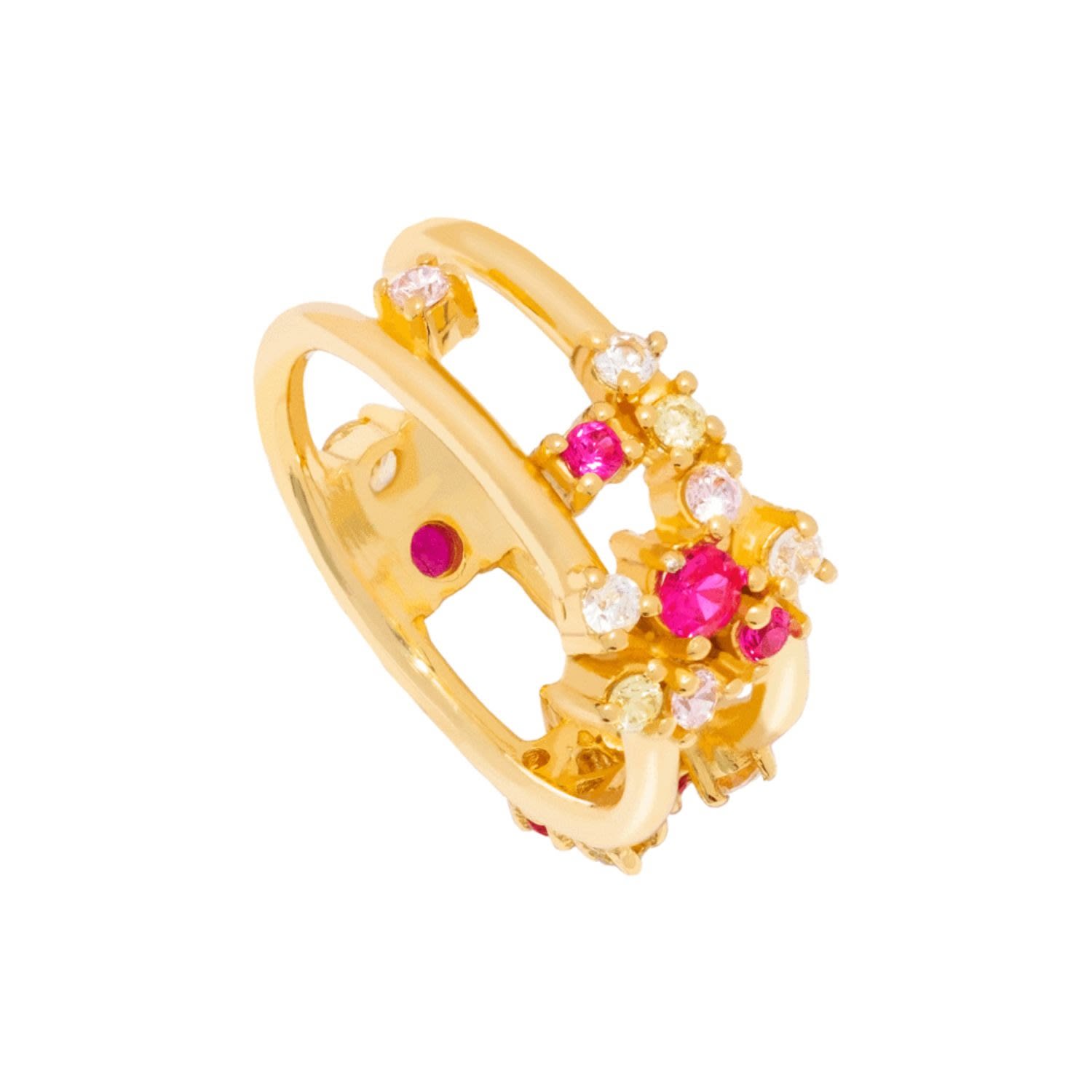Lavani Jewels Women's Gold / Rose Gold / White Jasmine Flower Ring In Gold
