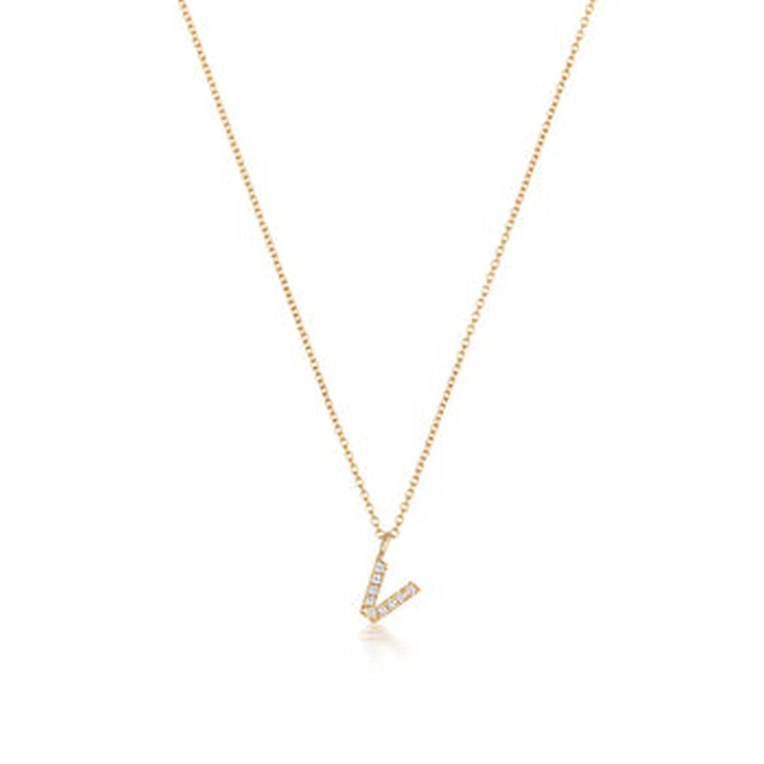 Cervin Blanc Women's Yellow Gold Diamond Initial V Necklace In Gold