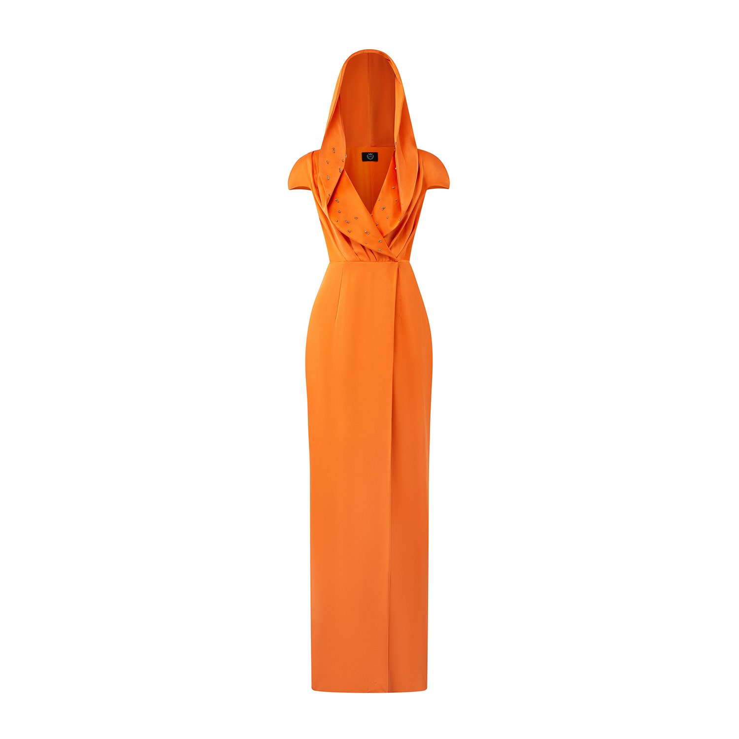 Women’s Yellow / Orange Mandarin Wrapped Dress With Hooded Lapels XXL I. h.f Atelier