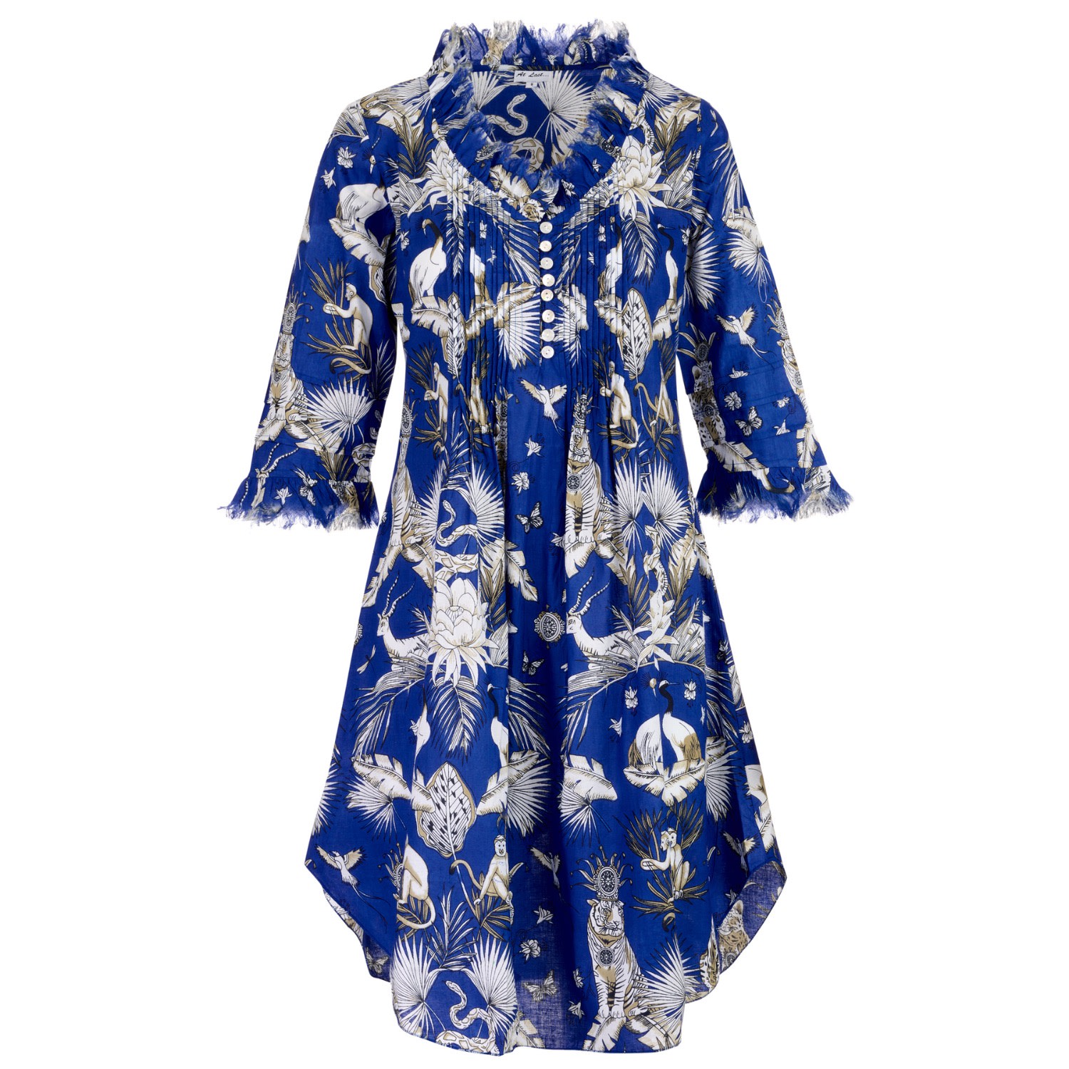 At Last... Women's Annabel Cotton Tunic In Royal Blue Tropical In Blue