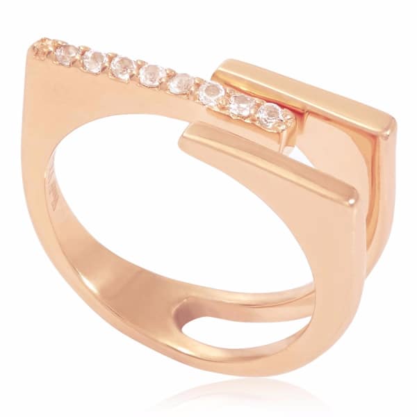 Neola Neringa Rose Gold Stacking Ring With White Topaz In Stacking