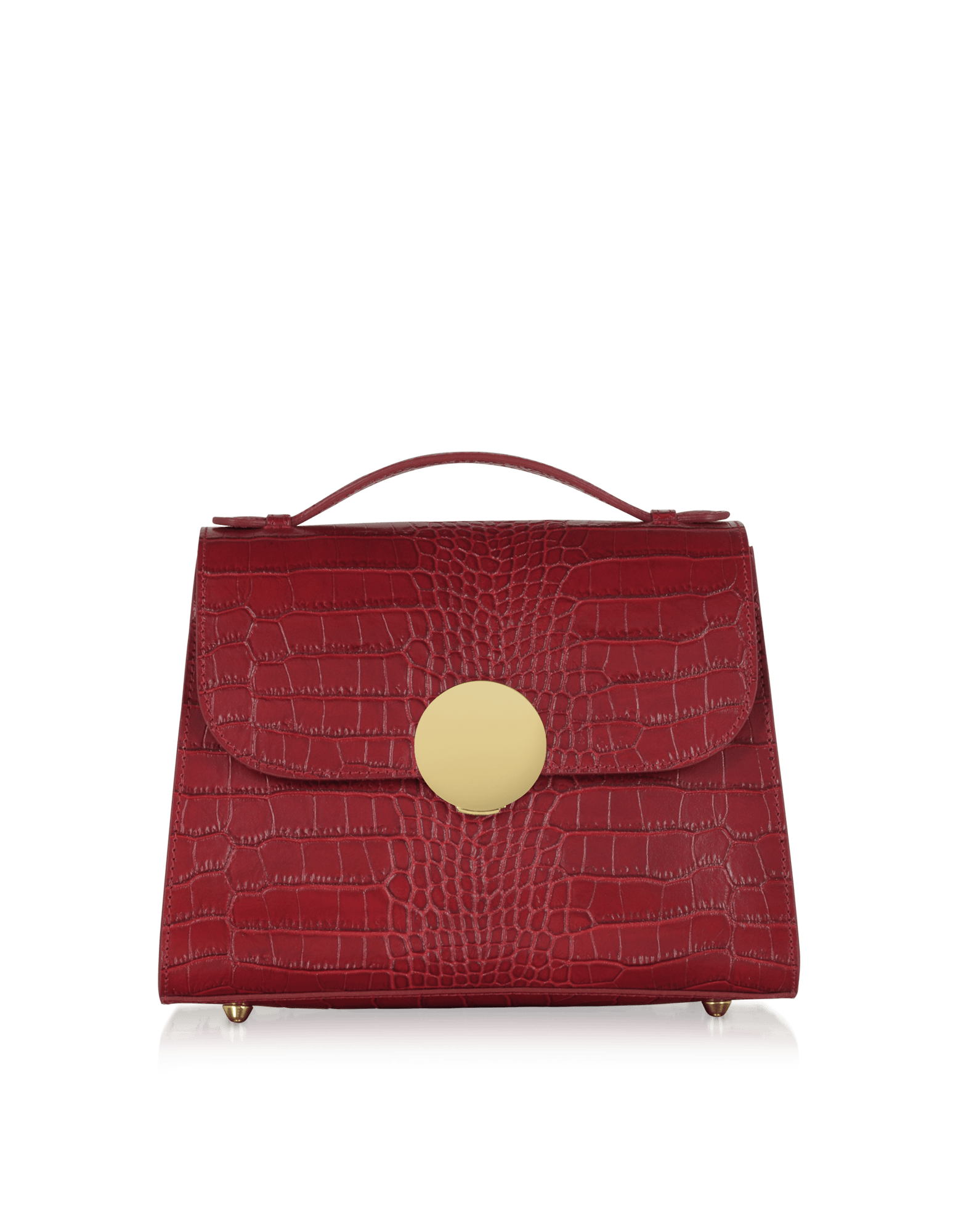 Le Parmentier Women's Bombo Croco Embossed Leather Top-handle Satchel Bag W/strap - Red In Red
