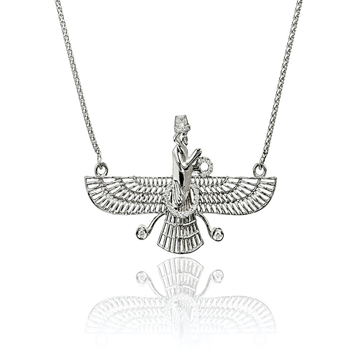 Women’s Silver Guardian Angel In 18 Carat White Gold & Diamonds Kaizarin