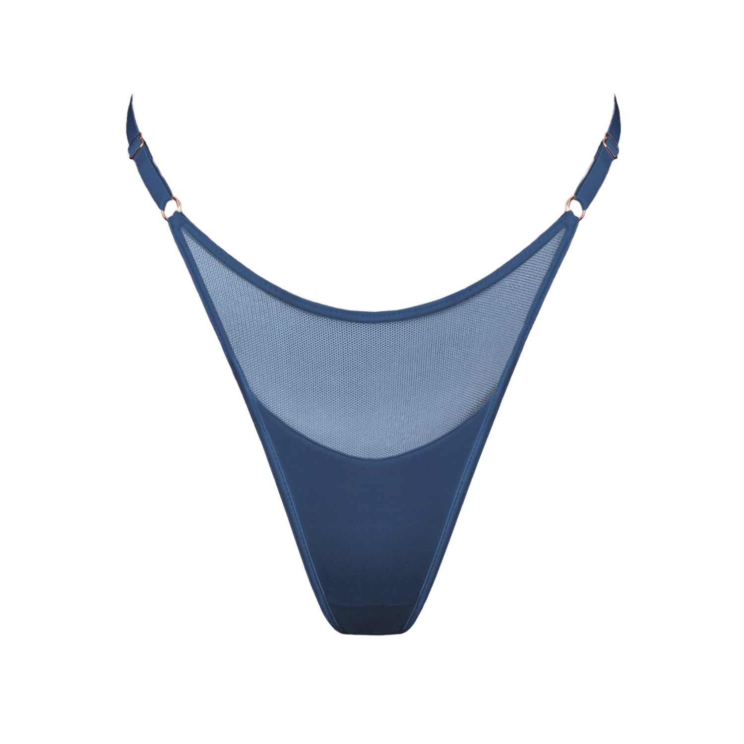 Women’s Core Adjustable Thong Dark Denim Blue Medium Monique Morin Lingerie