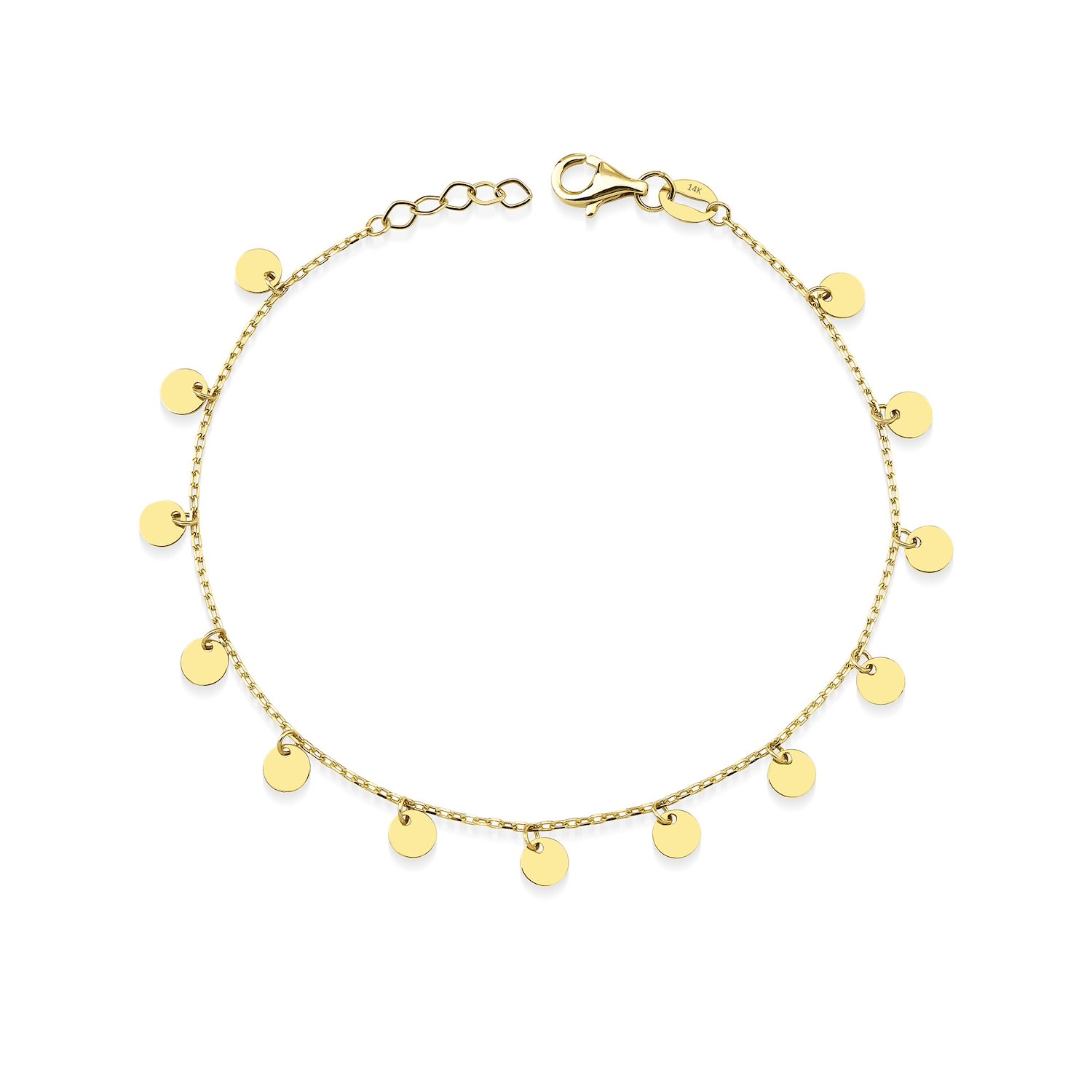 Jewelsty Fine Jewelry Women's Gold Dangle Disc Bracelet