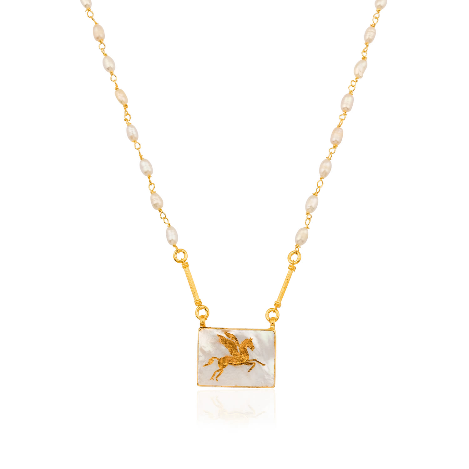 ECE LONDON WOMEN'S GOLD / WHITE THE PEGASUS NECKLACE
