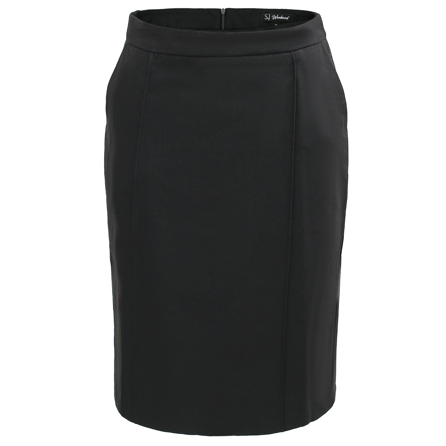 Women’s Straight Skirt With Stitched Folds -Black Extra Small Smart and Joy