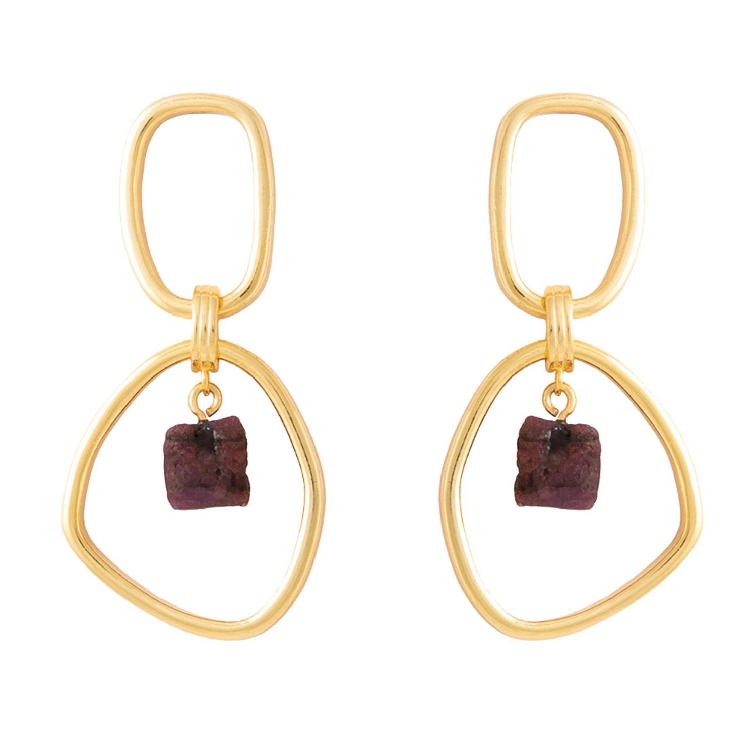 Women’s Red / Gold Goldplated Garnet Mercury Earrings Lavani Jewels