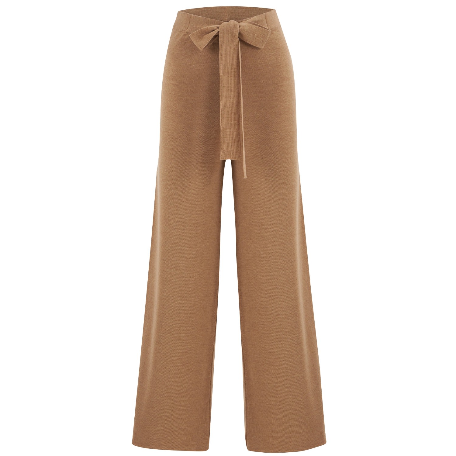 Women’s Brown Bell Bottom Knit Trousers - Camel Melange Extra Large Peraluna