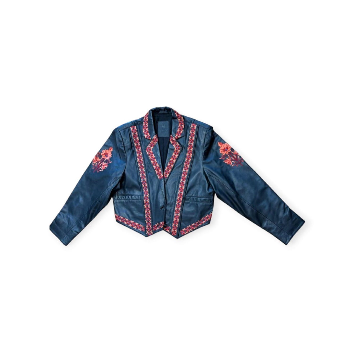 Zasta Studio Women's Embroidered Leather Jacket In Blue