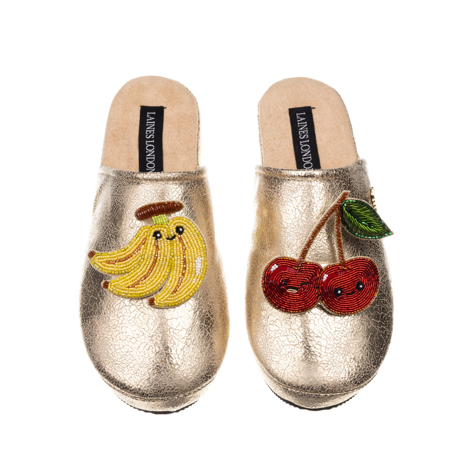 Laines London Women's Gold Softies With Laines Loveables Banana & Cherry Brooches In Gold