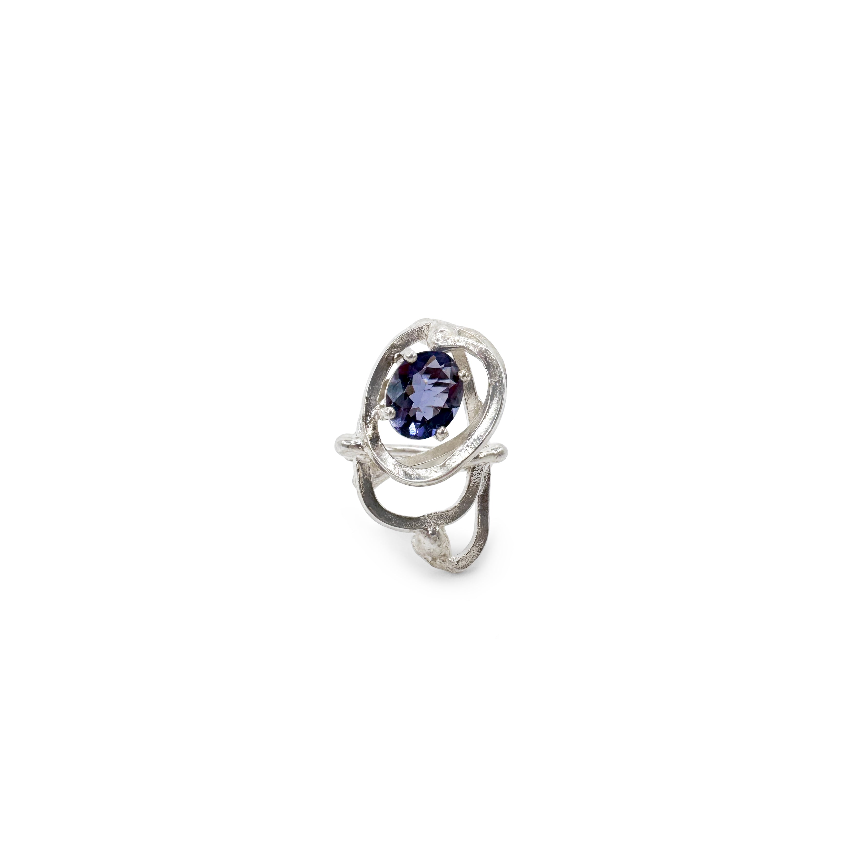 Gillian Trask Women's Blue / Silver Sculpture Ring - Sterling Silver, Blue Iolite