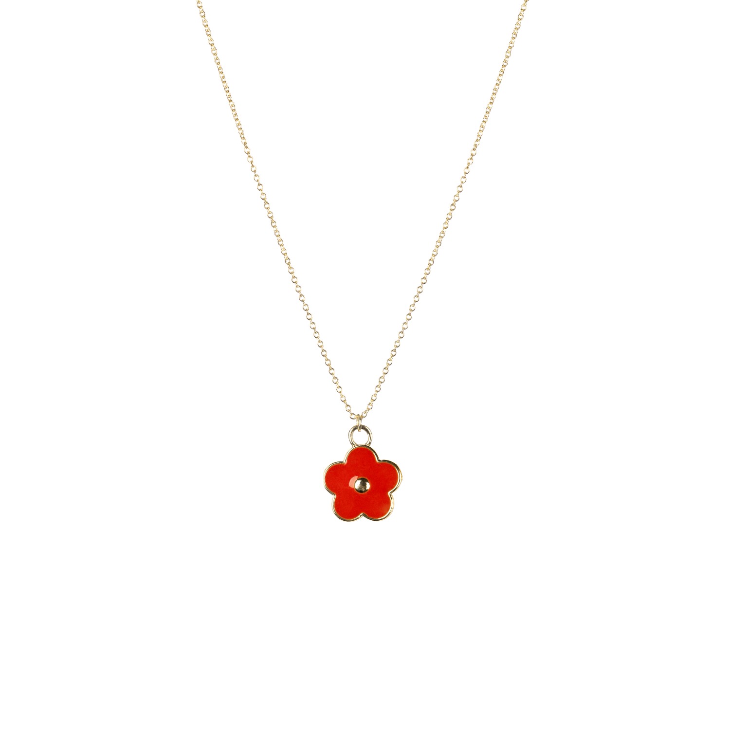 Women’s Red Flower Power Chain Necklace With Enamel Flower Pendant I’mmany London