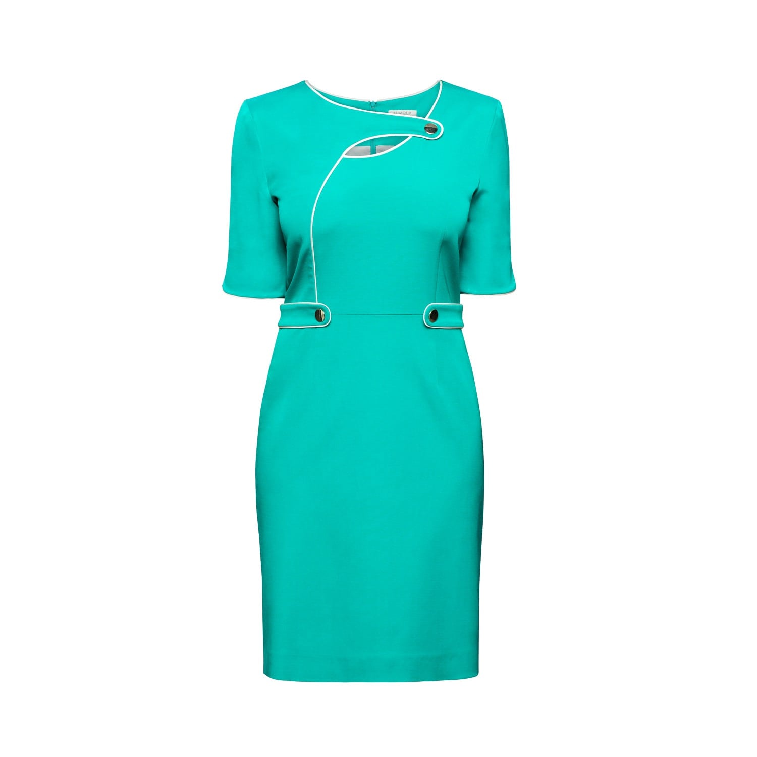 Francesca Aqua Green Dress With Keyhole Tab Neckline Rumour London Wolf Badger