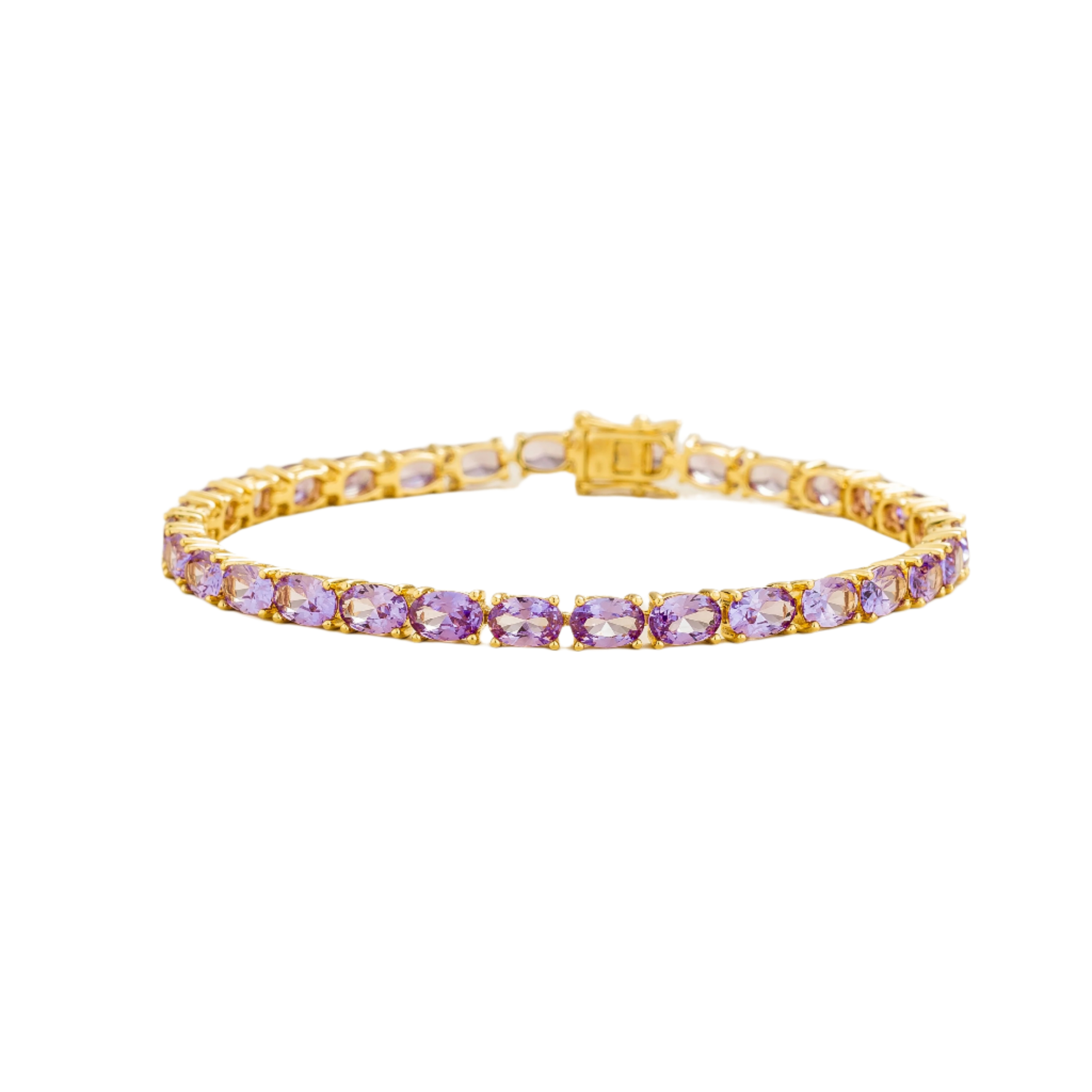 Juvetti Women's Gold / Pink / Purple Salto Gold Tennis Bracelet Set With Purple Sapphire