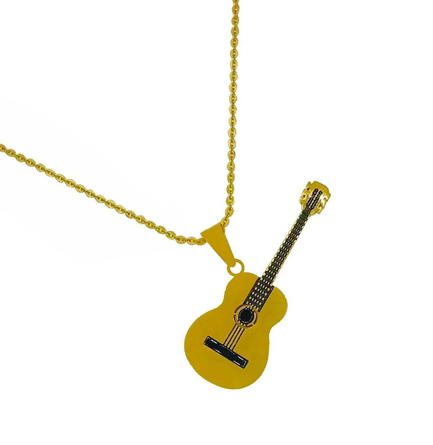 Women’s Gold Enchanted Woods Strum Guitar Necklace Ninemoo