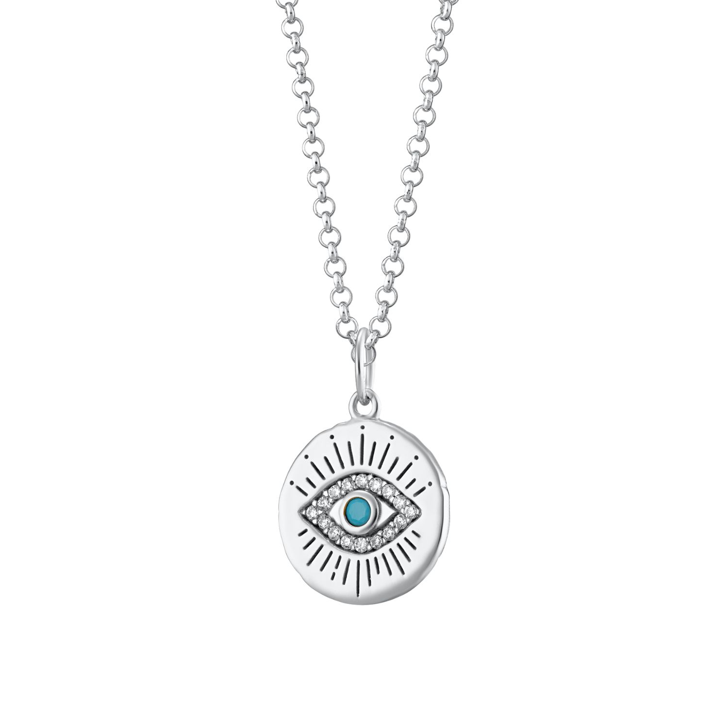 Scream Pretty Women's Silver / Blue Silver Evil Eye Pendant Necklace