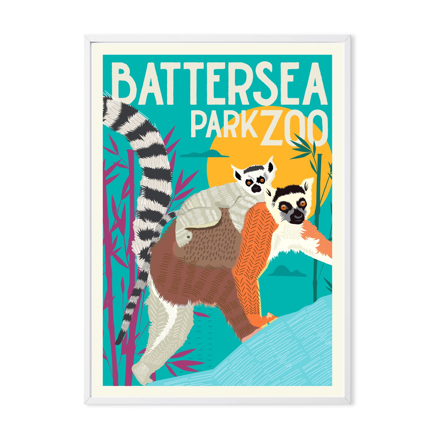 Battersea Zoo Illustrated Art Print A3 297 X 420Mm Eye for London Prints