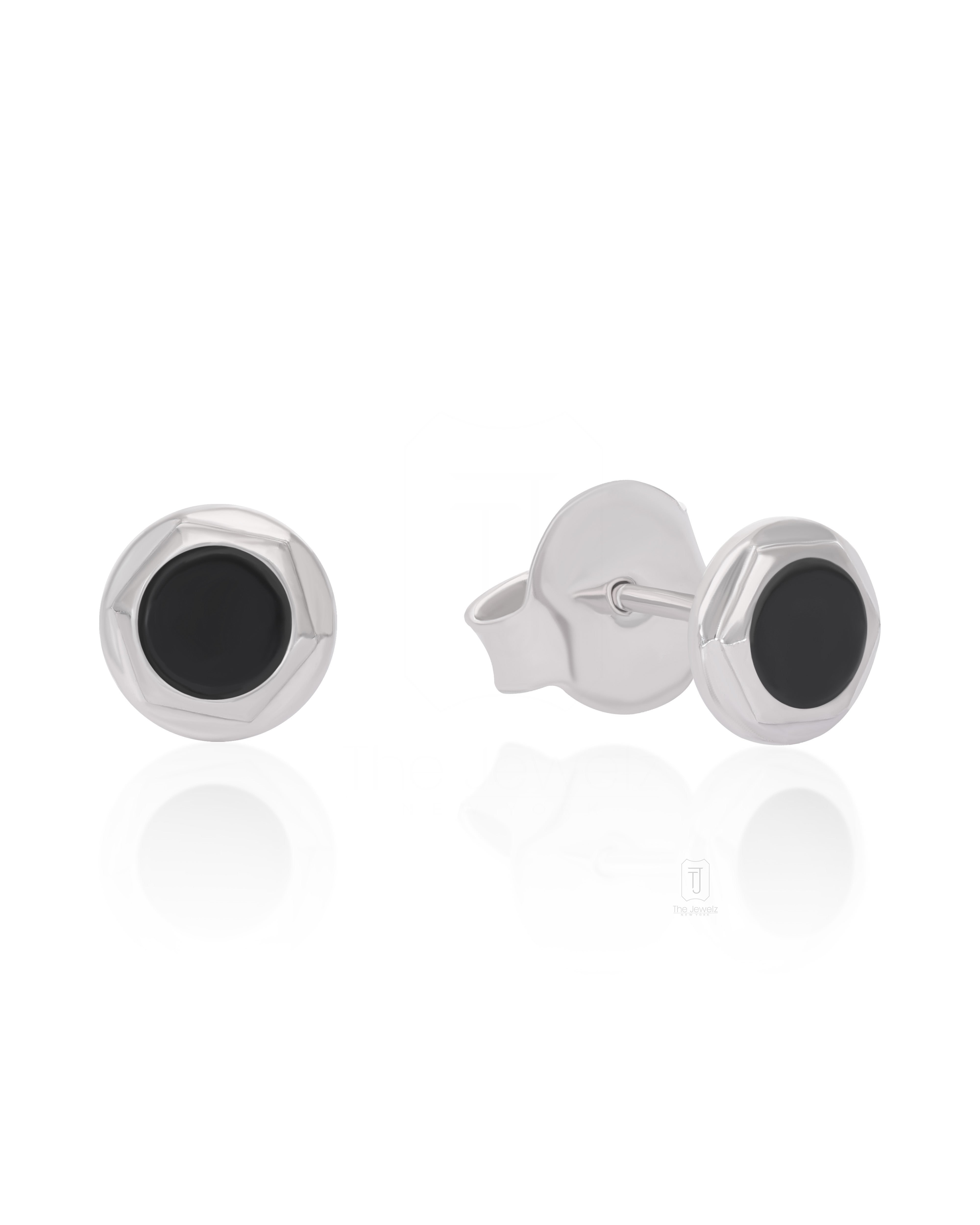 The Jewelz Men's Neutrals / White / Silver Shadow Gleam Black Onyx Silver Earrings In Multi