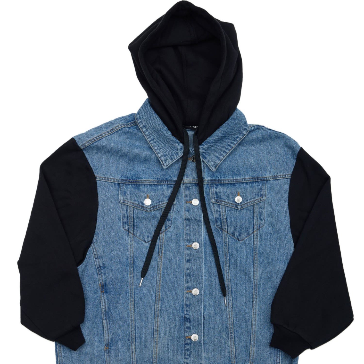 Circular Path Women's Blue / Black Combo Jean Jacket In Blue/black
