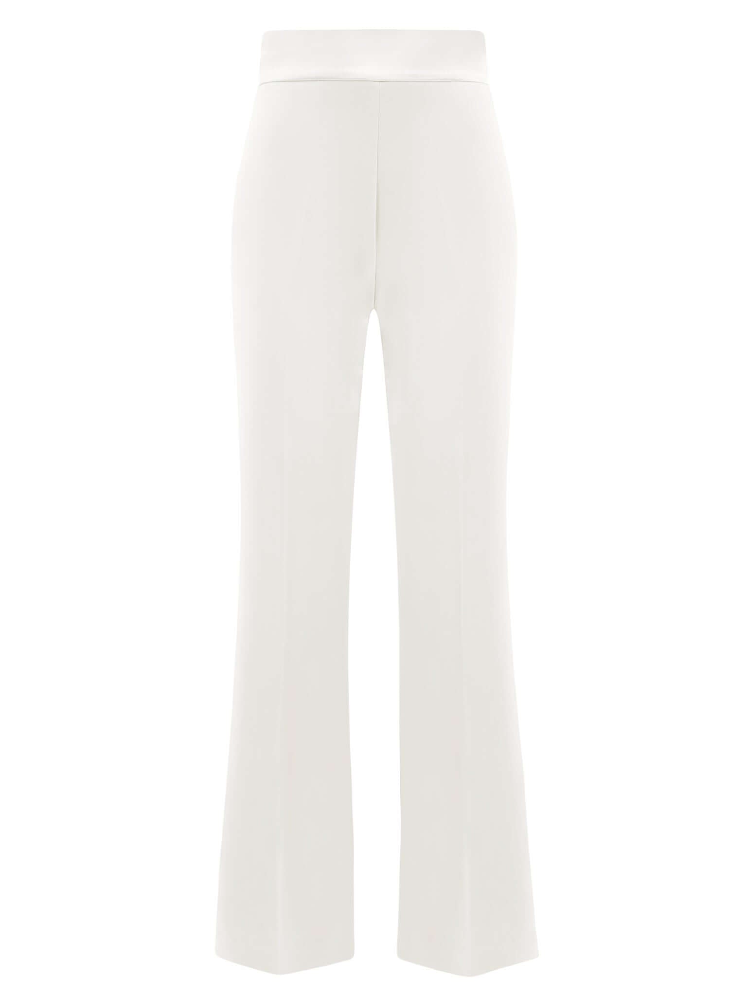 Tia Dorraine Women's High-waist Flared Trousers Pearl White