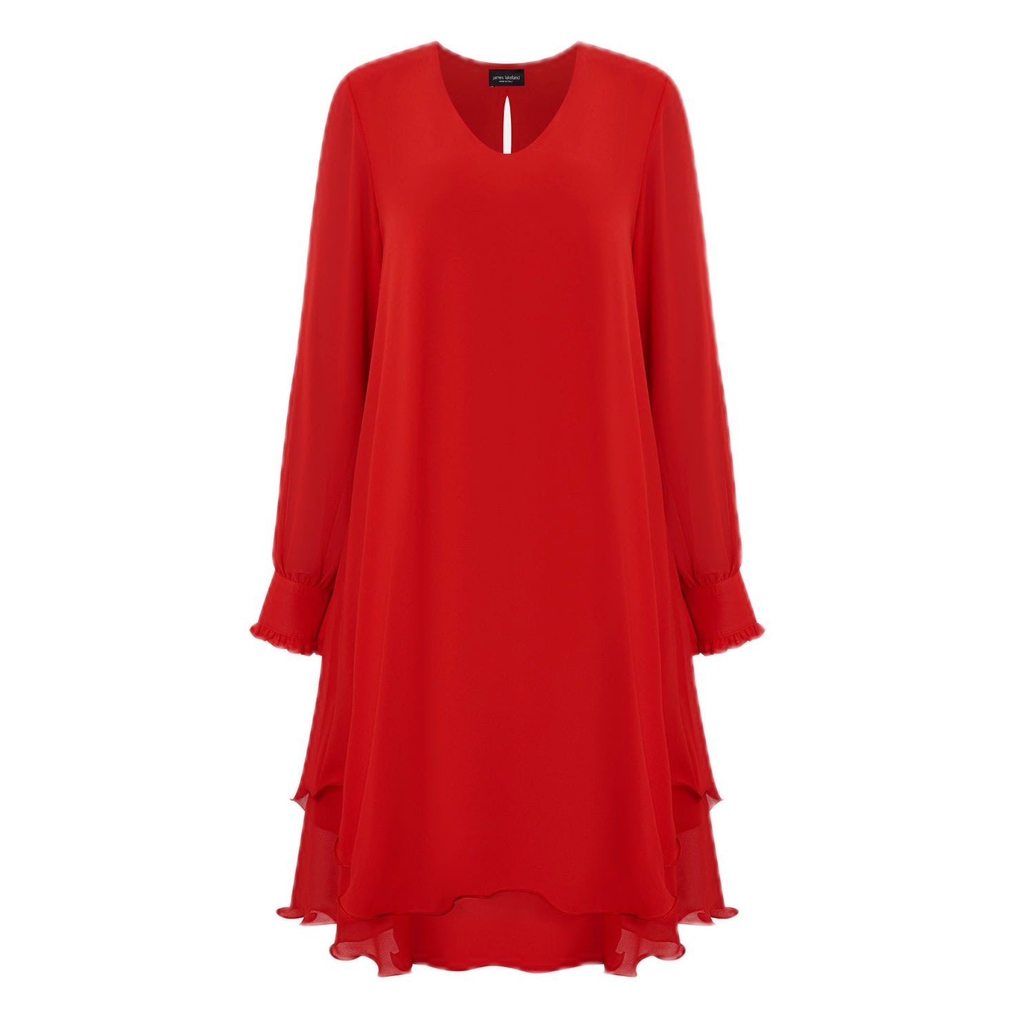 Women’s Long Sleeve Red Wave Hem Dress Extra Small James Lakeland