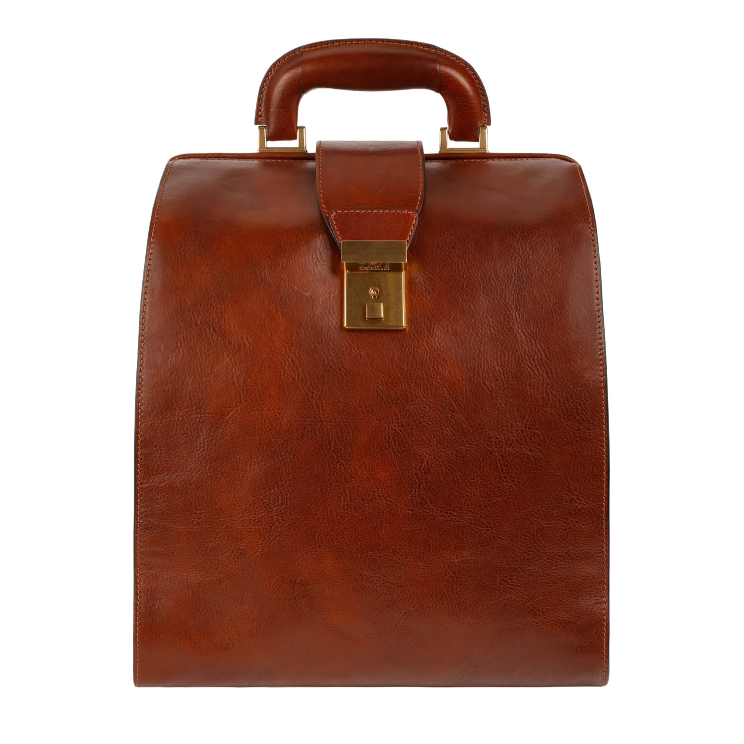 Time Resistance Men's Cognac Brown Leather Backpack - A Brief Story Of Time In Brown