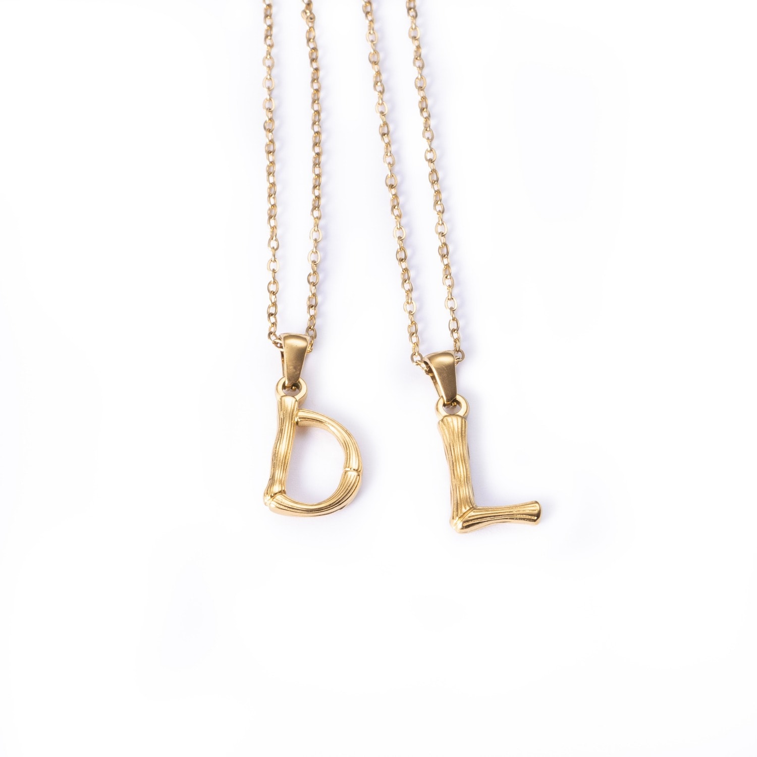 Dolà Women's Abìdì Chunky Bamboo Initial Necklace – Gold-plated Stainless Steel