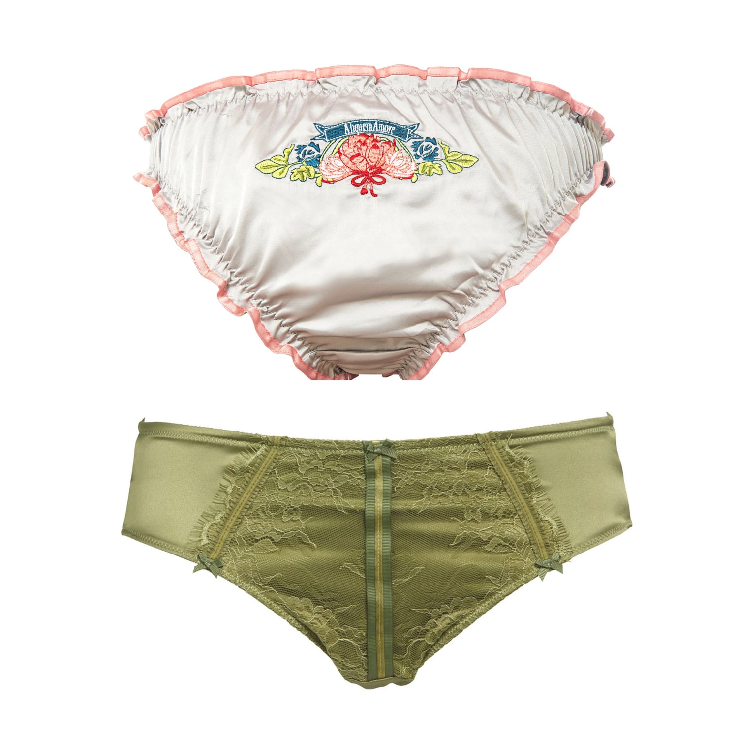 Tallulah Love Women's Green Two Bestsellers - Tara Pistachio & Coral Lily Brief In Green