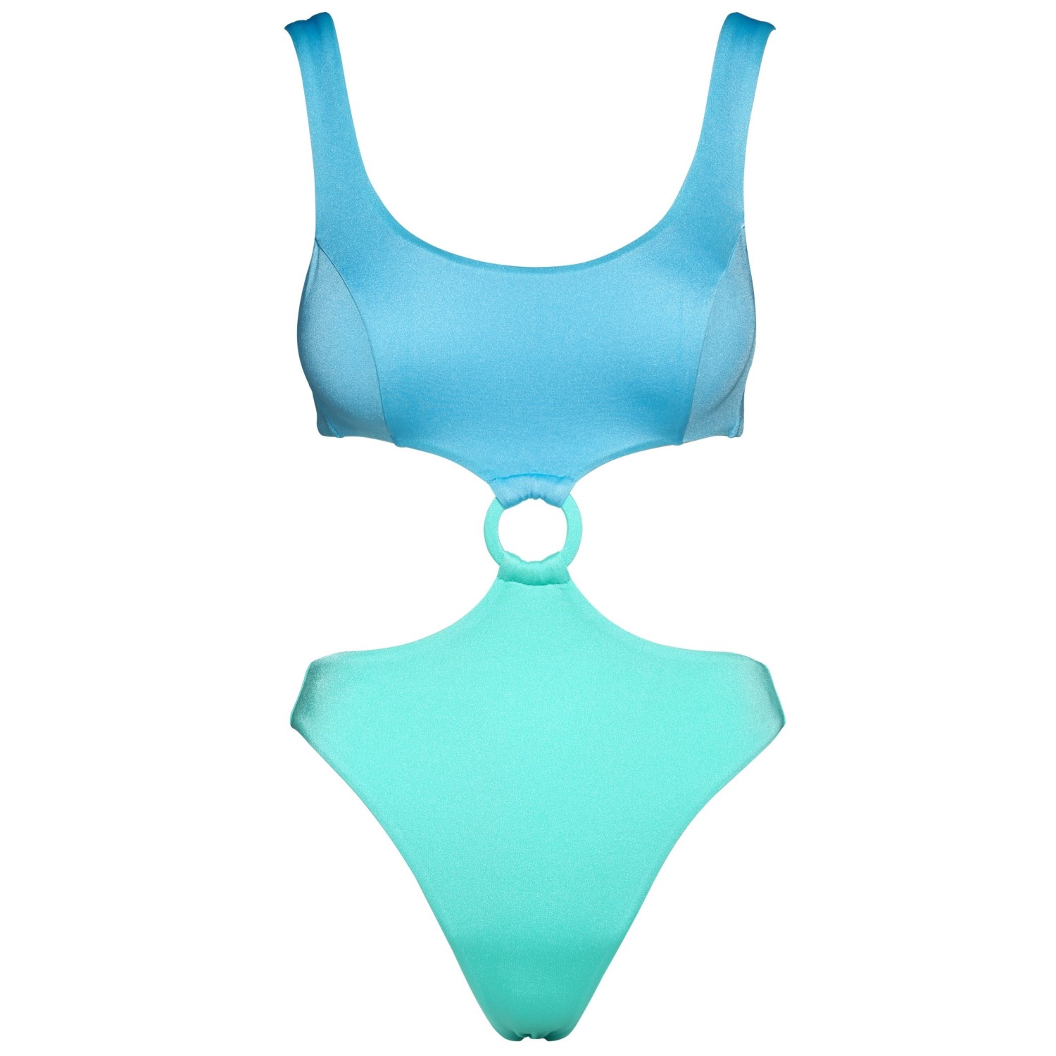 Women’s Green / Blue Turquoise-Blue Color Block Cut-Out One Piece Large Noire Swimwear