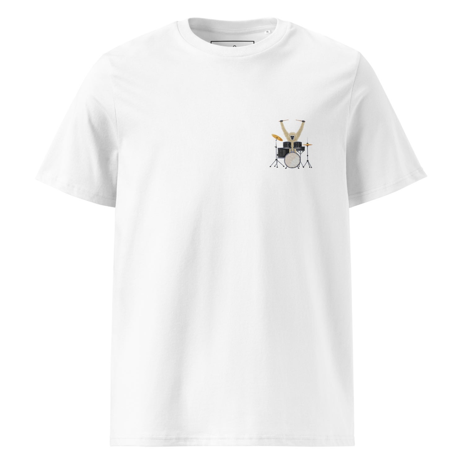 Anchor & Crew White Drummer Monkey Organic Cotton Embroidered T-shirt - Men In White