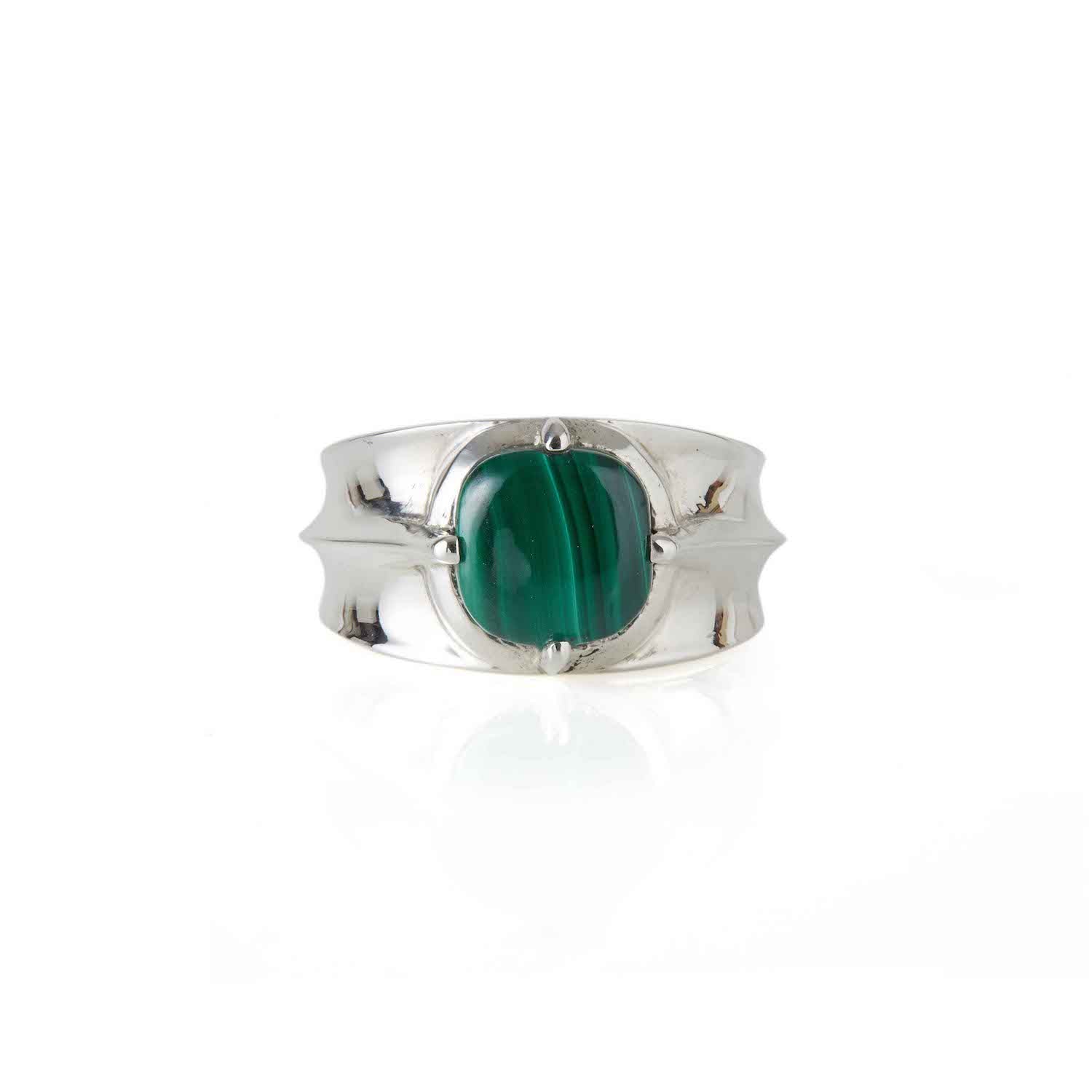 Women’s Athena Malachite Ring Silver Rachel Entwistle Jewellery