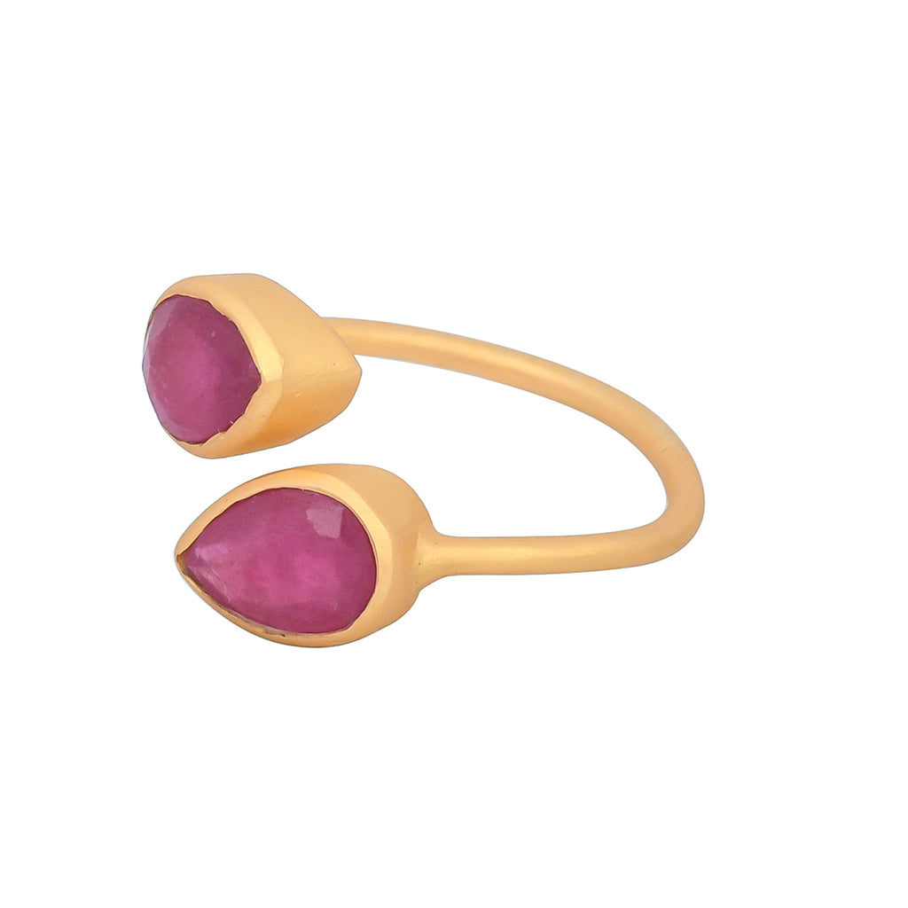 Opium Jewels Women's Red / Gold / Pink Teardrop Cocktail Ring With Ruby In Red/gold/pink