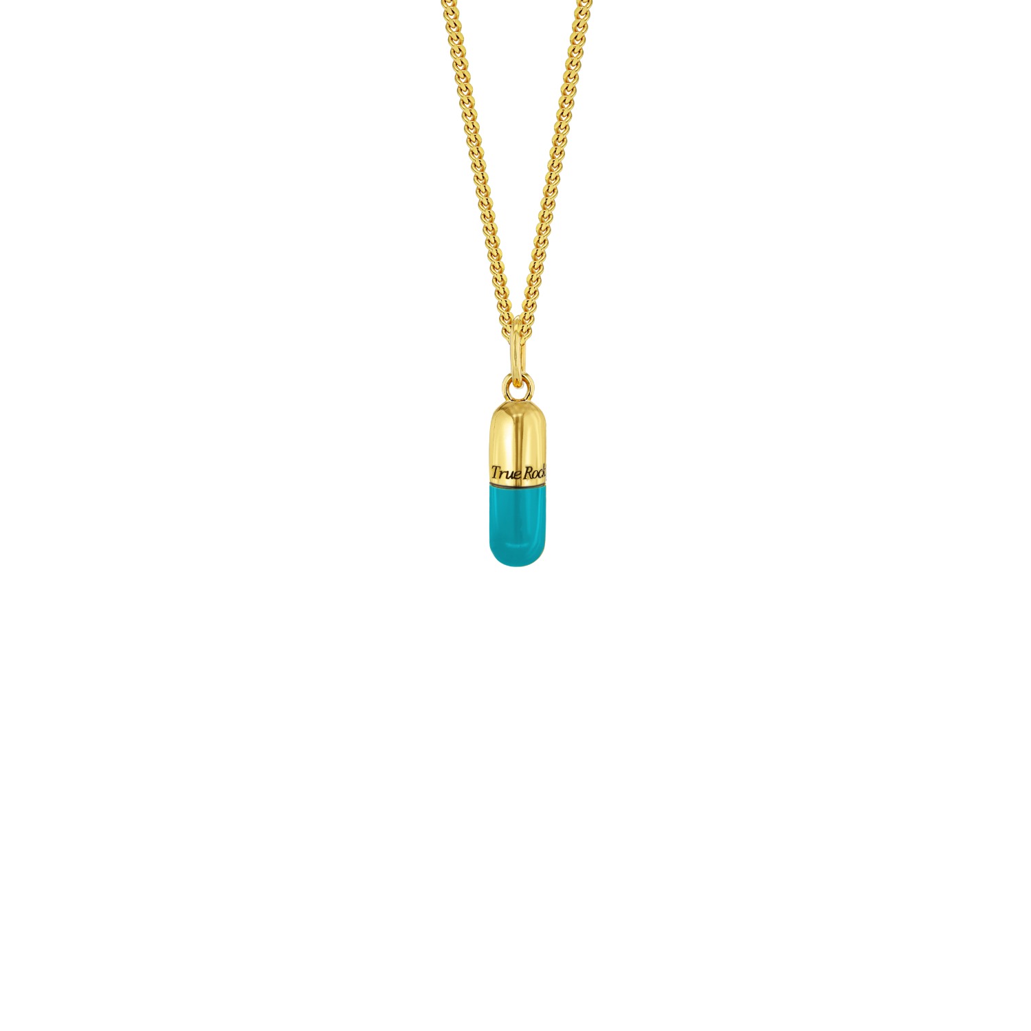 Women’s Gold / Blue Turquoise Enamel & Gold Plated Mini Pill Pendant True Rocks